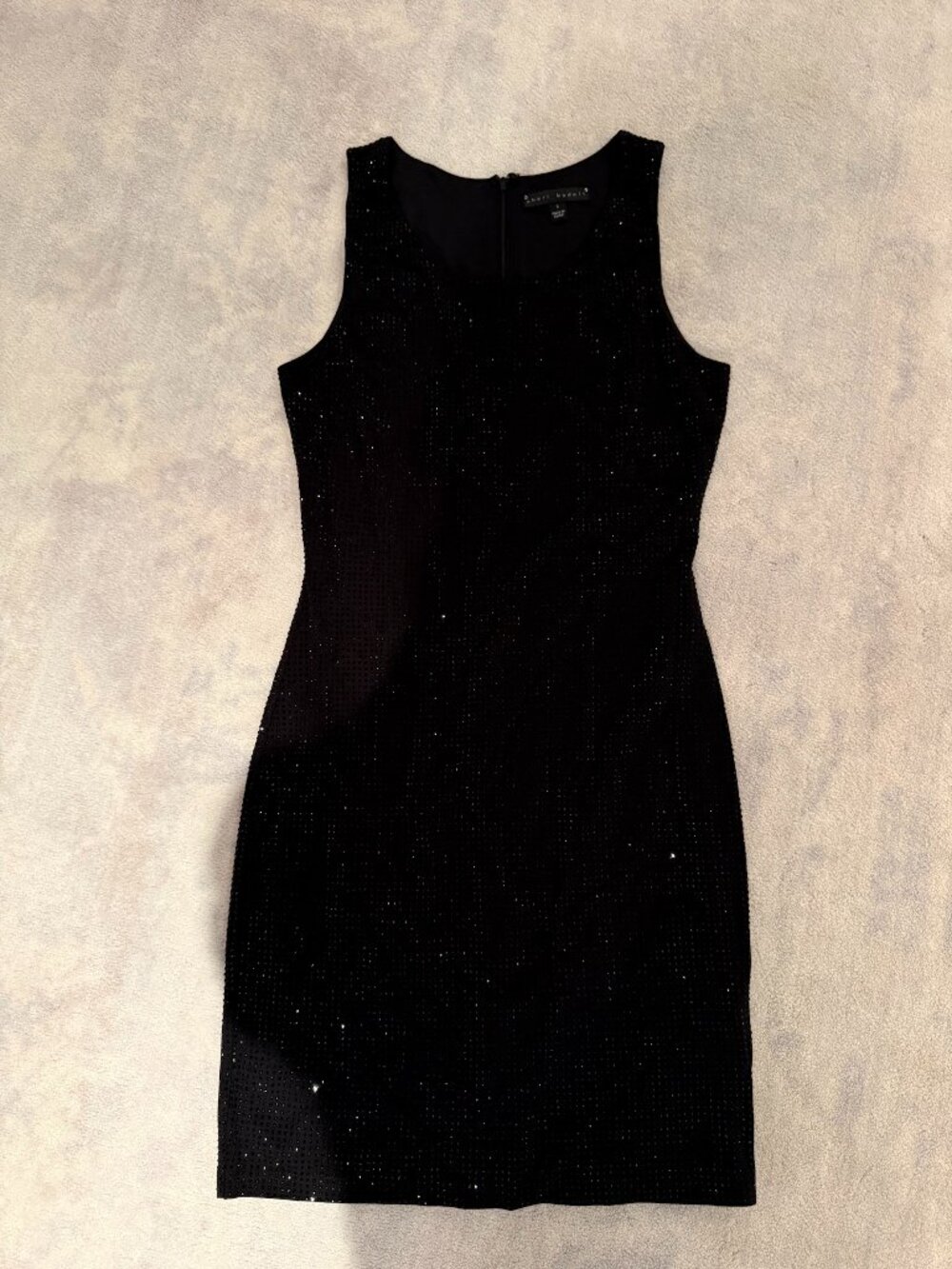 Sheri Bodell Black Crystal Embellished Sleeveless Sheath Dress S